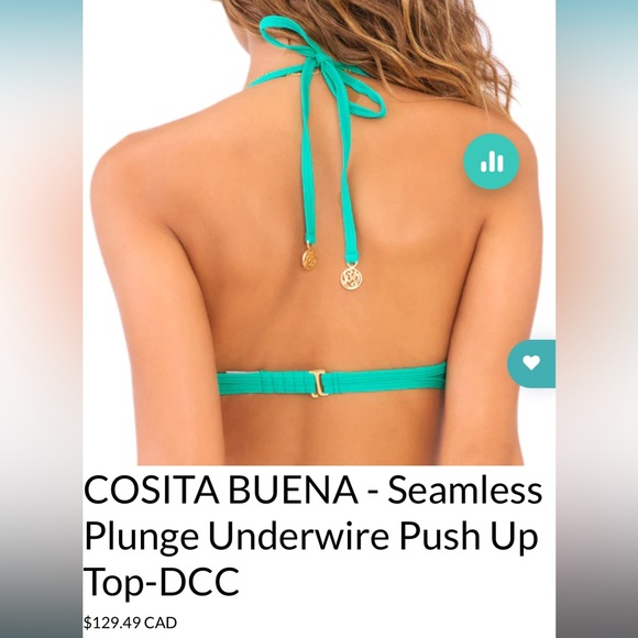 NWT Luli Fama mermaid crossing costa buena seamless plunge bikini top size large - Picture 2 of 5